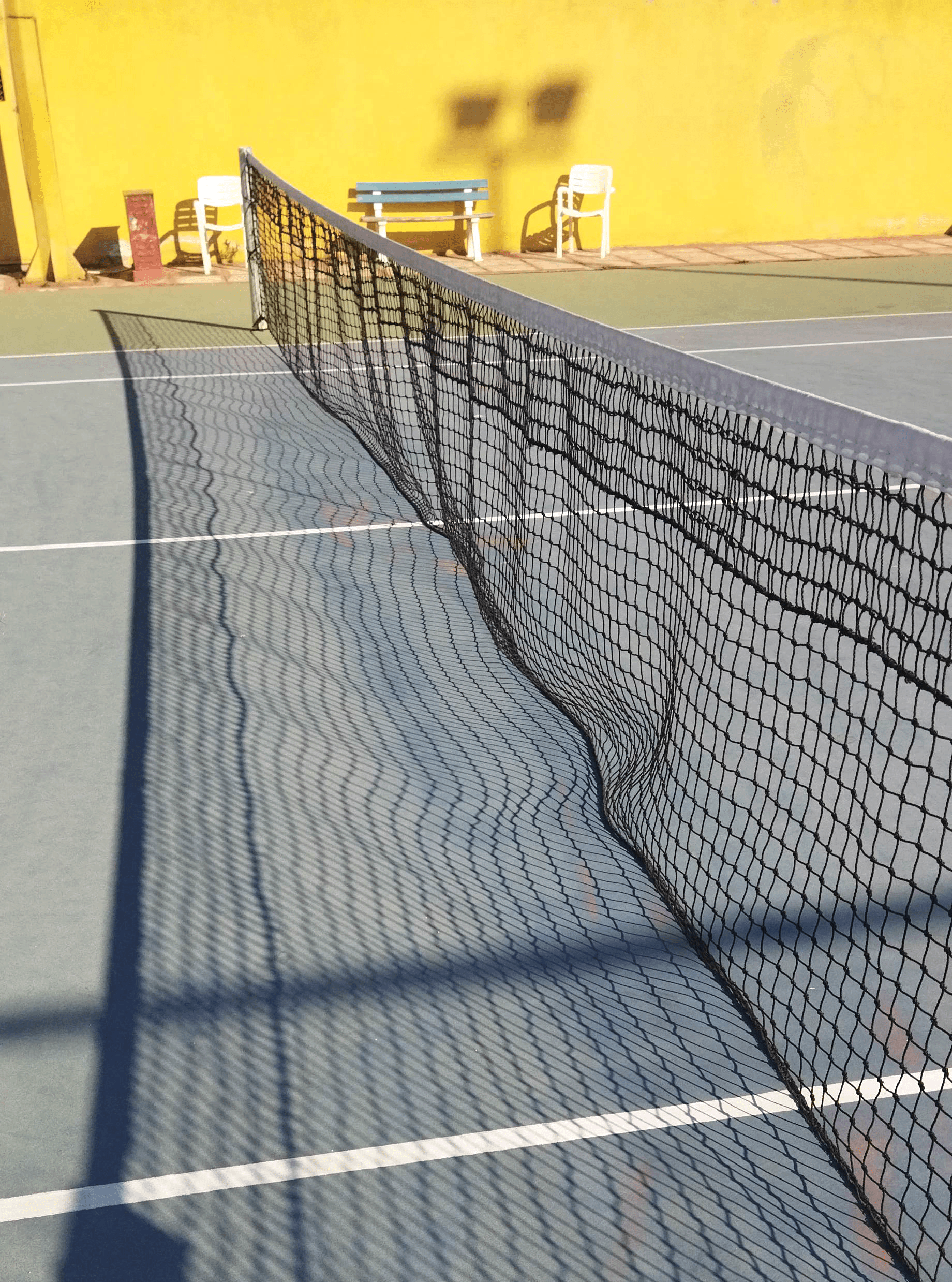 Playing tennis