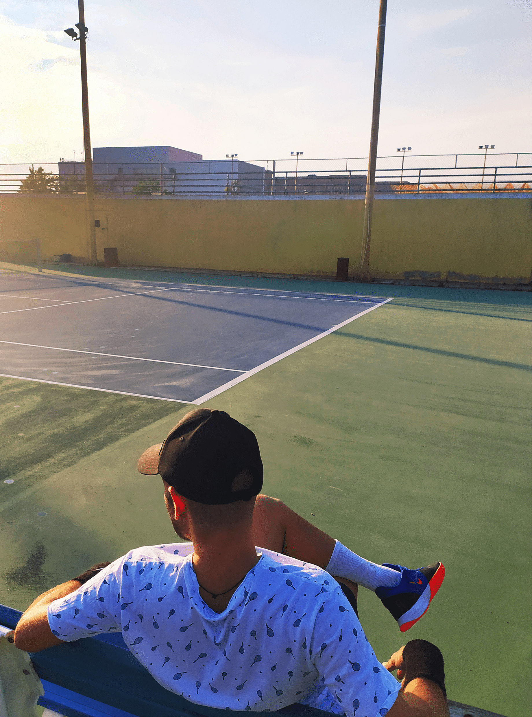 Playing tennis